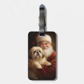 Lhasa Apso met Kerstman Feestelijke Kerstmis Bagagelabel (Achterkant verticaal)