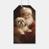 Lhasa Apso met Kerstman Feestelijke Kerstmis Cadeaulabel (Achterkant)