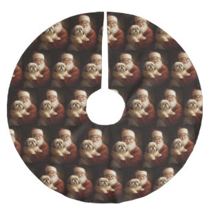 Lhasa Apso met kerstman Feestelijke Kerstmis  Kerstboom Rok