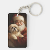 Lhasa Apso met Kerstman Feestelijke Kerstmis Sleutelhanger (achterkant)