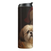 Lhasa Apso met kerstman Feestelijke Kerstmis Thermosbeker (Gedraaid links)