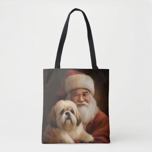 Lhasa Apso met kerstman Feestelijke Kerstmis Tote Bag (Voorkant)