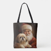 Lhasa Apso met kerstman Feestelijke Kerstmis Tote Bag (Achterkant)