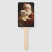Lhasa Apso met Kerstman Festive Kerstmis Handwaaier (Achterkant)