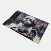 Lhasa Apso op een peddel: Een landschappelijk avon Deurmat (Schuin)
