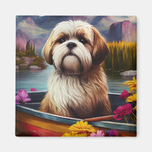 Lhasa Apso op een peddel: Een landschappelijk avon Magneet