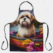 Lhasa Apso op een peddel: Een landschappelijk avon Schort (Voorkant)