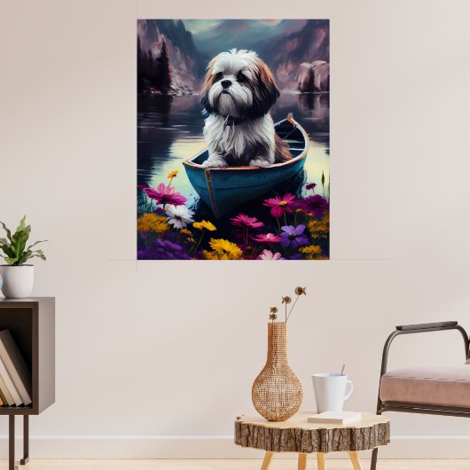 Lhasa Apso op een peddel: Een landschapsavontuur Poster (Woonkamer 3)