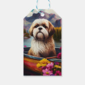 Lhasa Apso op een peddel: Een Schilderachtig avont Cadeaulabel (Voorkant)