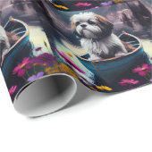 Lhasa Apso op een peddel: Een Schilderachtig avont Cadeaupapier (Rol Hoek)