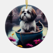 Lhasa Apso op een peddel: Een Schilderachtig avont Keramisch Ornament (Voorkant)