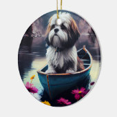 Lhasa Apso op een peddel: Een Schilderachtig avont Keramisch Ornament (Links)