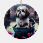 Lhasa Apso op een peddel: Een Schilderachtig avont Keramisch Ornament (Achterkant)