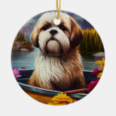 Lhasa Apso op een peddel: Een Schilderachtig avont Keramisch Ornament (Voorkant)