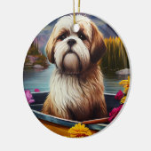Lhasa Apso op een peddel: Een Schilderachtig avont Keramisch Ornament (Links)