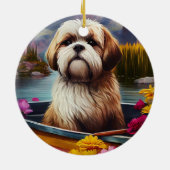Lhasa Apso op een peddel: Een Schilderachtig avont Keramisch Ornament (Achterkant)