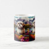 Lhasa Apso op een peddel: Een Schilderachtig avont Koffiemok (Center)