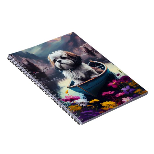 Lhasa Apso op een peddel: Een Schilderachtig avont Notitieboek (Rechterzijde)