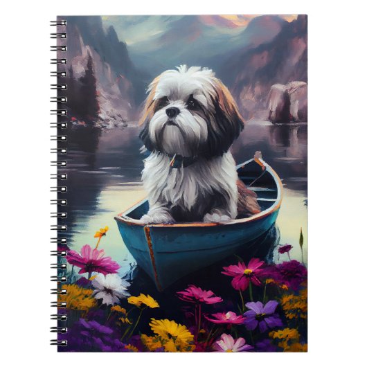 Lhasa Apso op een peddel: Een Schilderachtig avont Notitieboek (Voorkant)