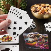 Lhasa Apso op een peddel: Een Schilderachtig avont Pokerkaarten (Insitu)