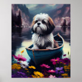 Lhasa Apso op een peddel: Een Schilderachtig avont Poster (Voorkant)
