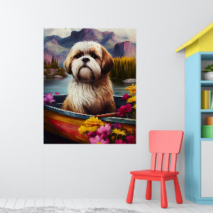 Lhasa Apso op een peddel: Een Schilderachtig avont Poster