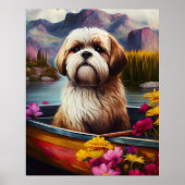Lhasa Apso op een peddel: Een Schilderachtig avont Poster (Voorkant)