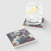 Lhasa Apso op een peddel: Een Schilderachtig avont Stenen Onderzetter (Zijkant)