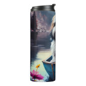 Lhasa Apso op een peddel: Een Schilderachtig avont Thermosbeker (Gedraaid links)