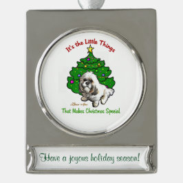 Lhasa Apso Persoonlijke Kerstmis Verzilverd Banner Ornament