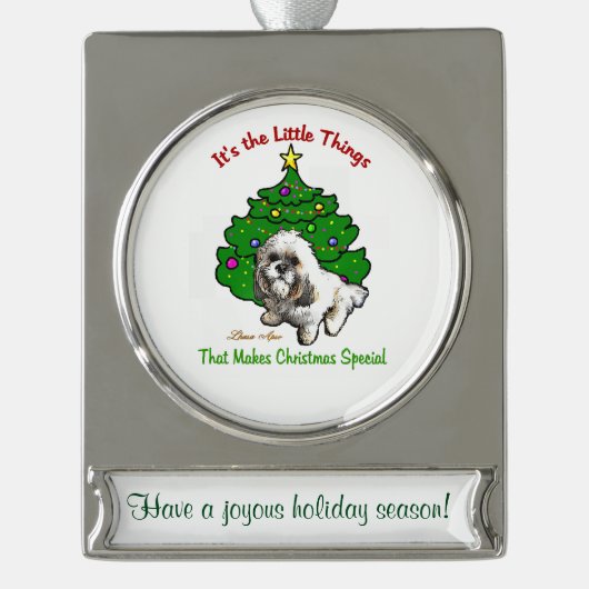 Lhasa Apso Persoonlijke Kerstmis Verzilverd Banner Ornament (Voorkant)