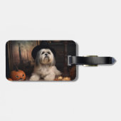 Lhasa Apso Pompoenen Halloween Griezelen Bagagelabel (Achterkant horizontaal)