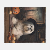 Lhasa Apso Pompoenen Halloween Griezelen Fleece Deken (Voorkant (Horizontaal))