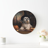 Lhasa Apso Pompoenen Halloween Griezelen Grote Klok (Huis)