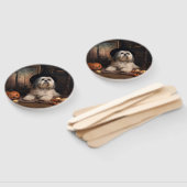 Lhasa Apso Pompoenen Halloween Griezelen Handwaaier (Niet-gemonteerd)