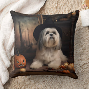 Lhasa Apso Pompoenen Halloween Griezelen Kussen