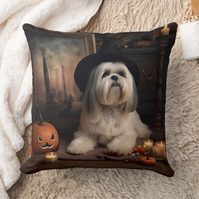 Lhasa Apso Pompoenen Halloween Griezelen Kussen (Deken)