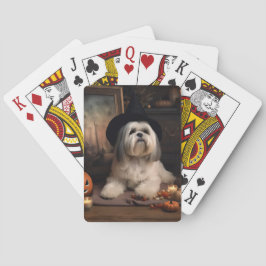Lhasa Apso Pompoenen Halloween Griezelen Pokerkaarten