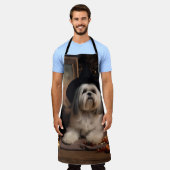 Lhasa Apso Pompoenen Halloween Griezelen Schort (Gedragen)