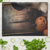 Lhasa Apso Pompoenen Halloween Griezelen Theedoek (Gevouwen)