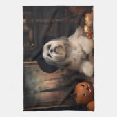 Lhasa Apso Pompoenen Halloween Griezelen Theedoek (Verticaal)