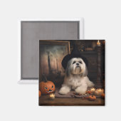 Lhasa Apso Pompoenen Halloween Griezels Magneet (Voorkant / Achterkant)