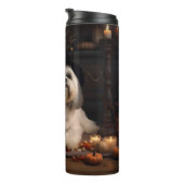 Lhasa Apso Pompoenen Halloween Griezels Thermosbeker (Geroteerd rechts)