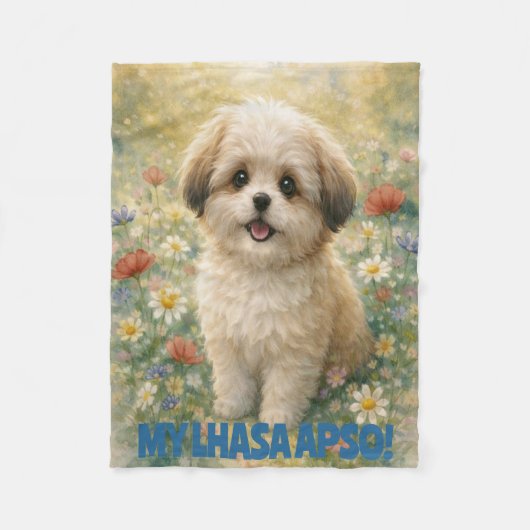 Lhasa Apso Puppy Fleece Blanket Deken (Voorkant)