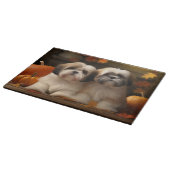Lhasa Apso Puppy Herfst Plezier Pompoen  Snijplank (Hoek)