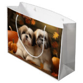 Lhasa Apso Puppy Herfst Verrukking Pompoen Groot Cadeauzakje (Achterkant Gekanteld)
