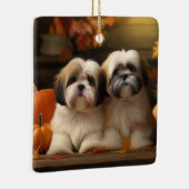 Lhasa Apso Puppy Herfst Verrukking Pompoen Keramisch Ornament (Rechts)