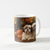 Lhasa Apso Puppy Herfst Verrukking Pompoen Koffiemok (Voorkant rechts)