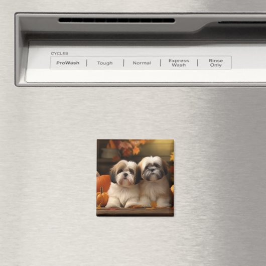 Lhasa Apso Puppy Herfst Verrukking Pompoen Magneet (Insitu (Vaatwasser))