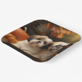 Lhasa Apso Puppy Herfst Verrukking Pompoen Papieren Bordje (Gebogen)